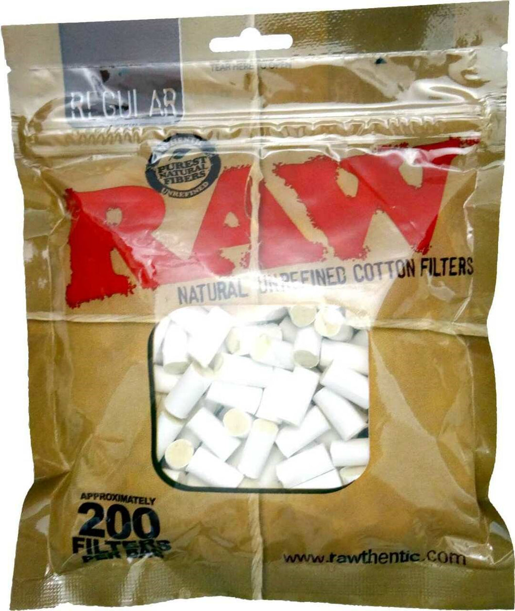 Raw 100% Cotton Filter Tips Bag of 200 19+