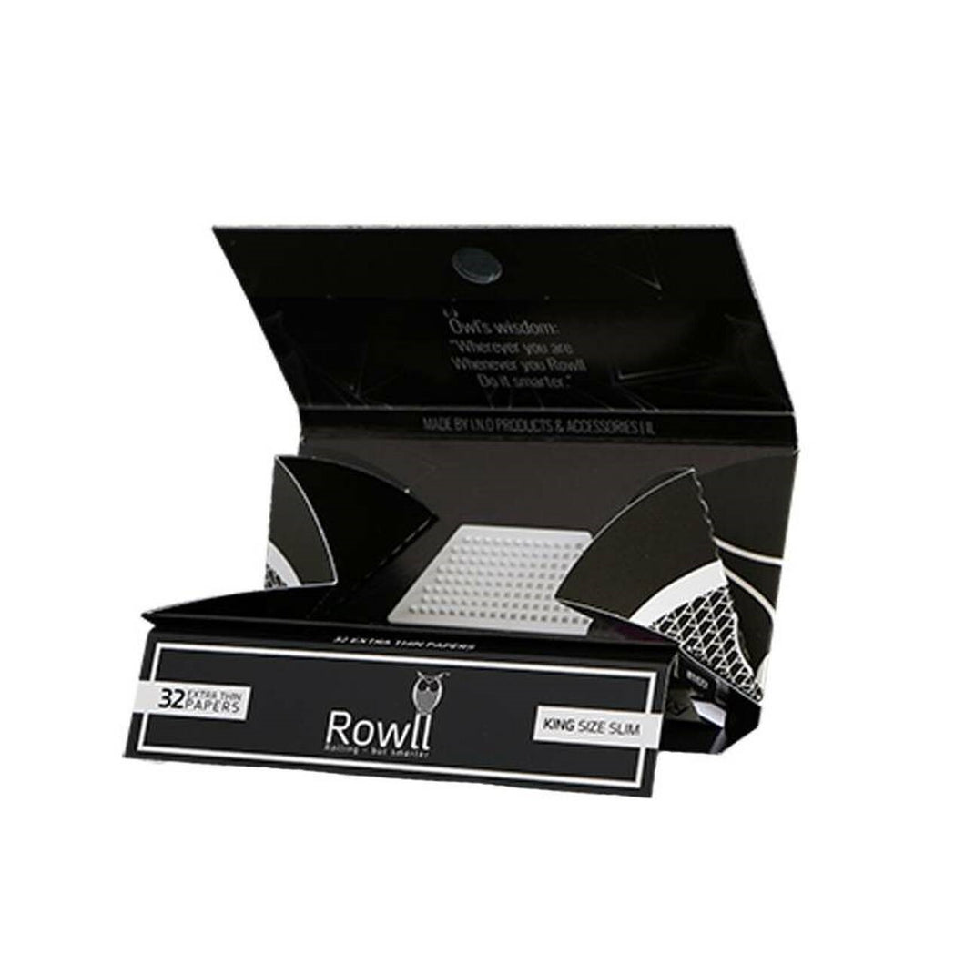 Rowll King Size Extra Slim Rolling Papers w/ Filters, Grinder & Rolling Surface 19+